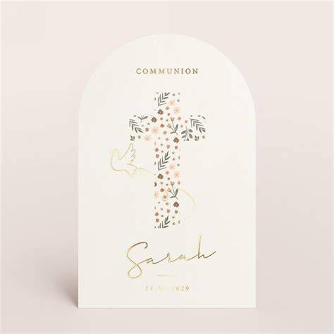carte communion personnalisable avec croix