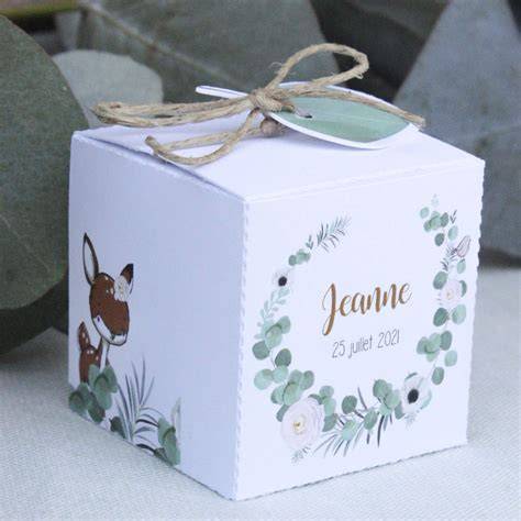 Boîtes à dragées nature kraft feuillage