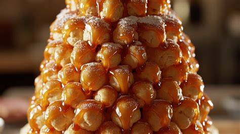Assemblage de choux et caramel croquembouche