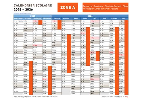 Calendrier scolaire zone A Belfort