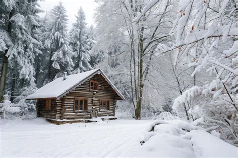 Cabane en rondins dans forêt alpine