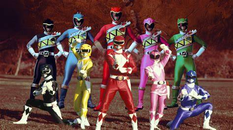 Équipe colorée de Power Rangers enfants