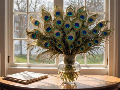 plumes de paon dans vase décoratif