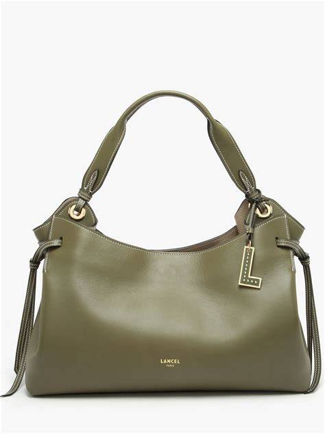 sac Lancel vert sapin porté épaule