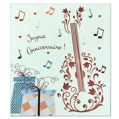 Carte anniversaire animée avec notes musicales