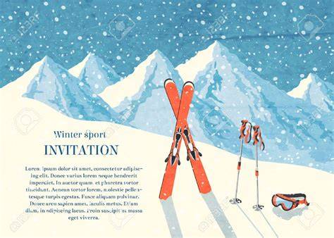 Invitation anniversaire ski avec skieur et neige