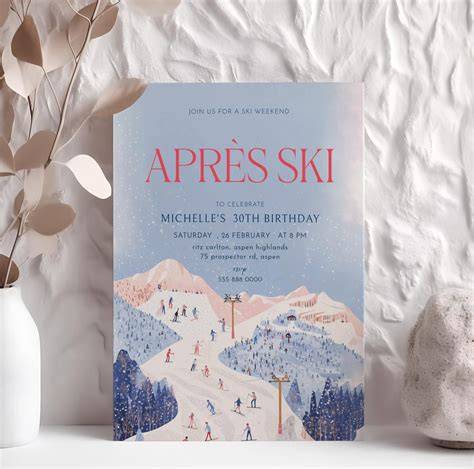 Palette bleu blanc rose invitation ski anniversaire