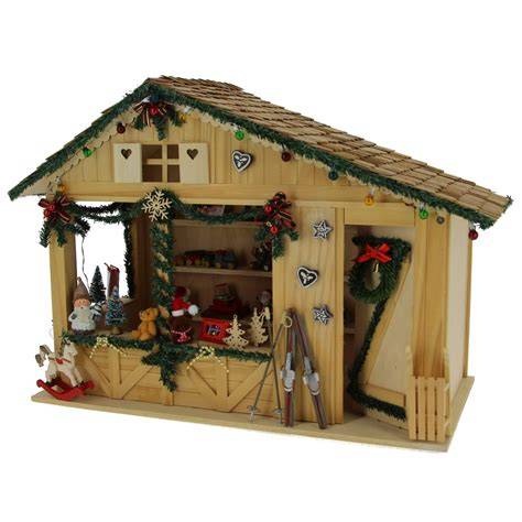 Scénette de Noël miniature sous toit