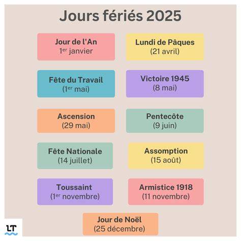 Calendrier des jours fériés en France