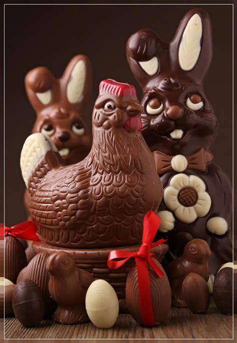 Œufs et lapins en chocolat de Pâques