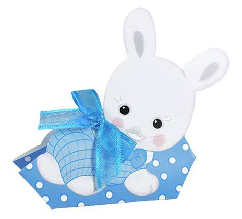 Contenant dragées baptême garçon lapin