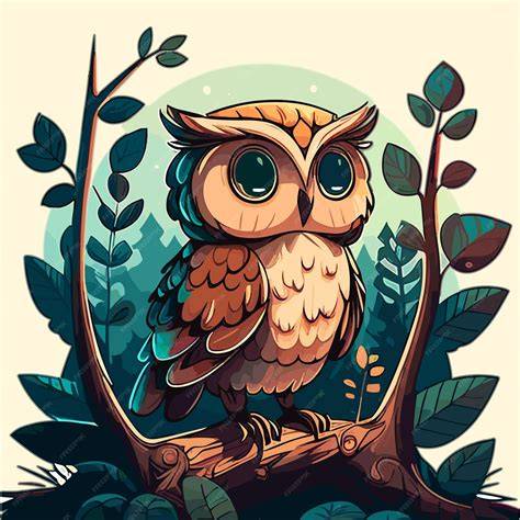 Illustration chouette hibou branche avec photos