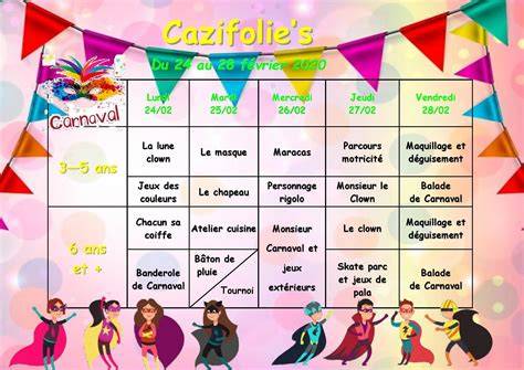 planning journée carnaval accueil loisirs