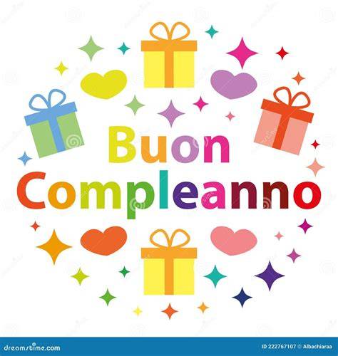 Carte colorée joyeux anniversaire italien