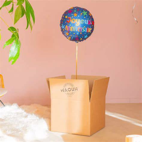 Boîte surprise anniversaire avec ballon hélium
