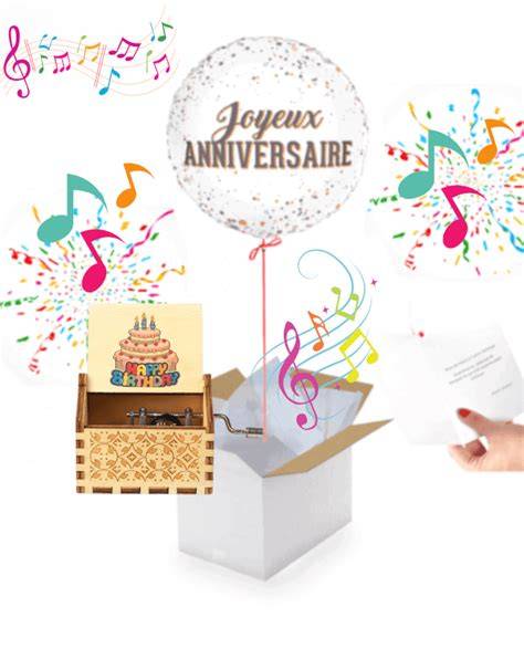Ouverture d’une boîte avec ballon anniversaire