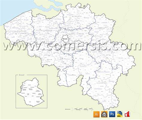 Carte de Belgique avec localisation de communes