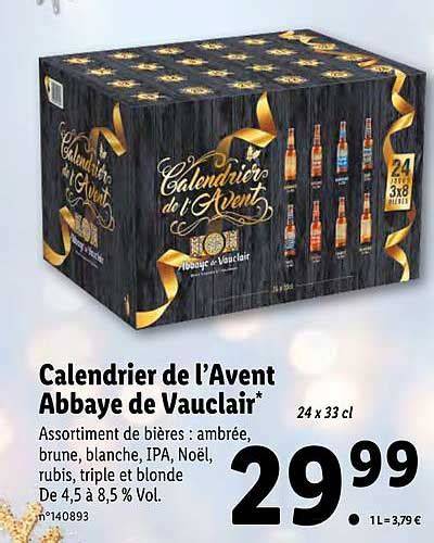 Calendrier de l’Avent bières abbaye Vauclair