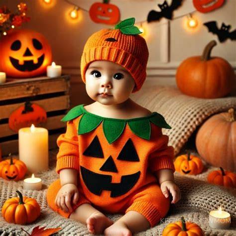 bébé déguisé en costume crochet citrouille