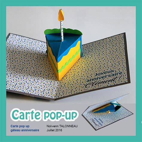 Carte invitation carrée pop-up colorée