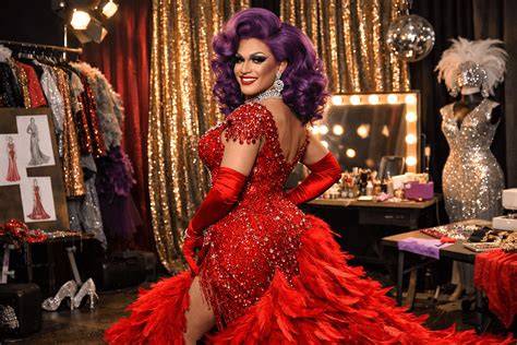 Robe drag queen glamour avec tongs