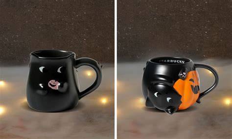 Mug chat Starbucks Halloween orange noir