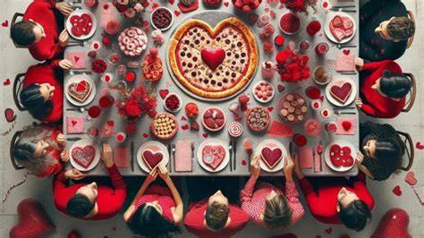 Table festive Saint-Valentin entre amis