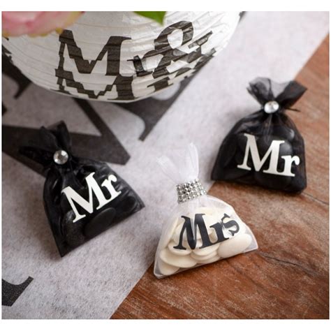 sachet dragées Merci noir blanc