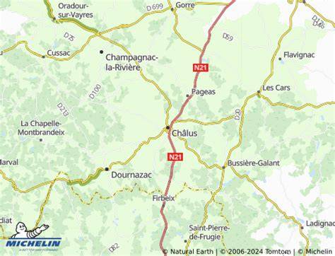 Carte de Châlus à Saint-Sylvestre