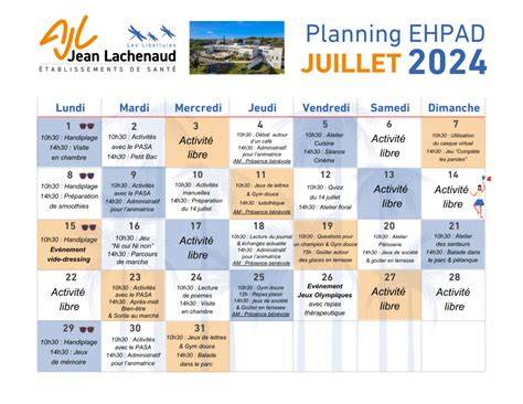 Infographie planning d’activités EHPAD