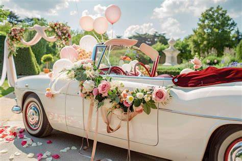 voiture de mariage décorée pour Noël