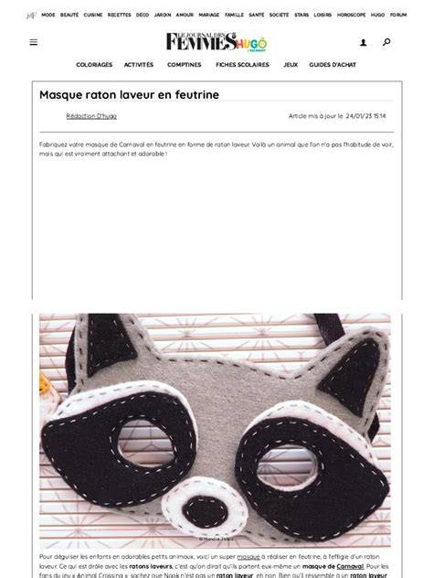 Étapes de couture masque feutrine