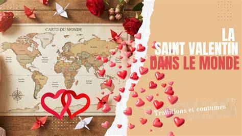 Carte/infographie traditions Saint-Valentin monde