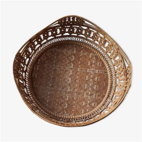 corbeille ancienne tressée argentée