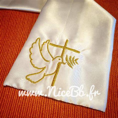Motif colombe croix branche olivier