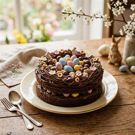 nid de Pâques au chocolat décoré