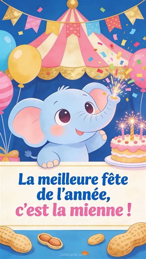Éléphant fête anniversaire carte Gisou