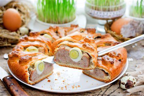 Tranche de pâté de Pâques aux œufs