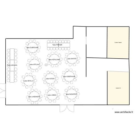 plan de salle café tables rondes carrées