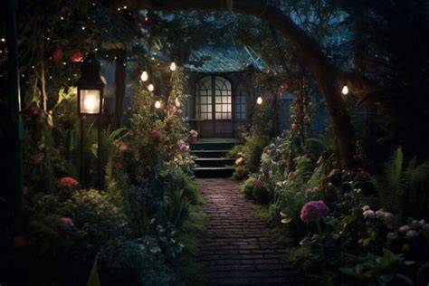 Yeux lumineux Halloween dans un jardin sombre