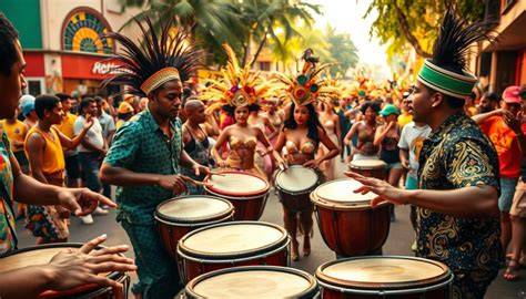 énergie visuelle du carnaval et des percussions