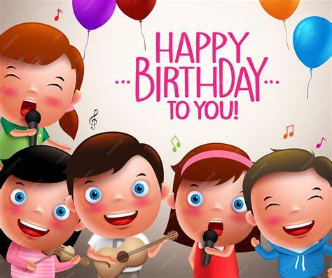 Enfants chantant joyeux anniversaire