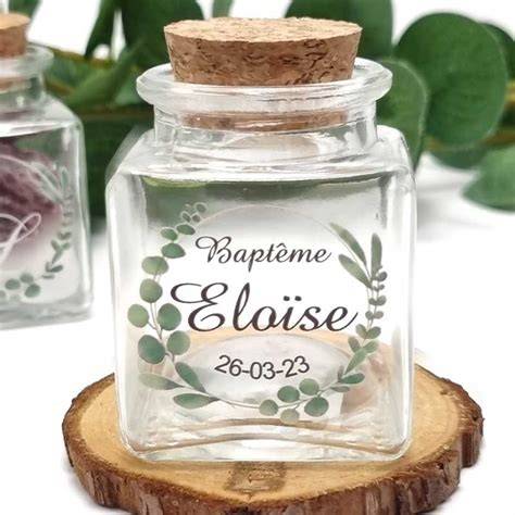 contenant verre dragées baptême personnalisé