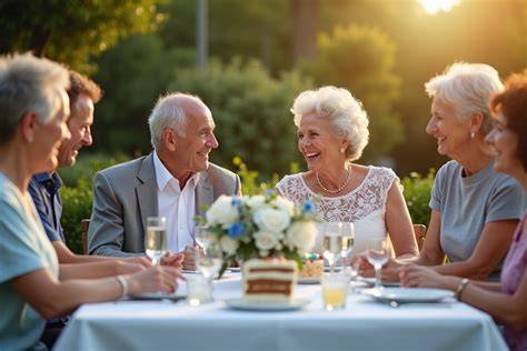 Couple célébrant 45 ans mariage