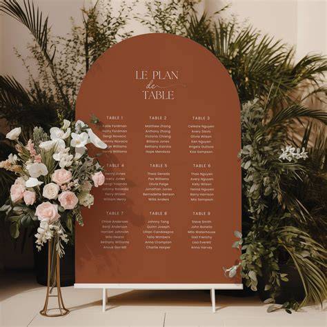 plan table mariage panneau suspendu arbre