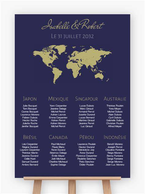 plan de table pastel illustration carte mondiale