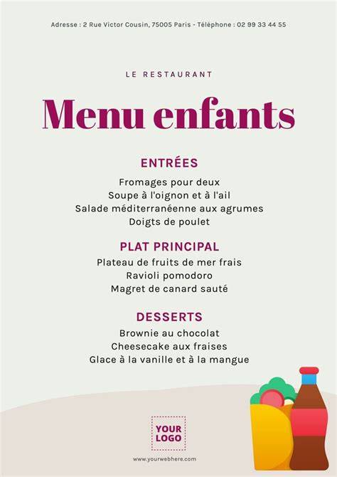 exemple de menus et marque-places assortis