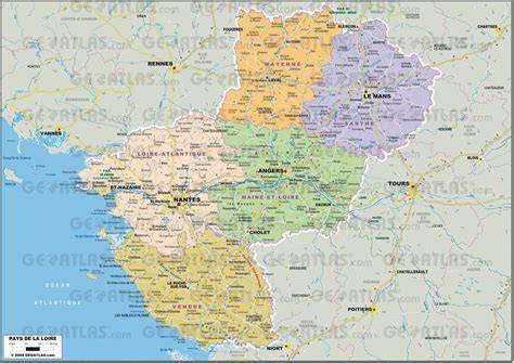 carte des Pays de la Loire et sites touristiques
