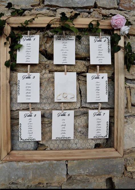 plan de table mariage cadre ficelle pinces
