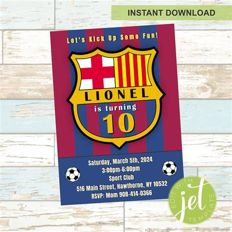 Invitation anniversaire football FC Barcelone